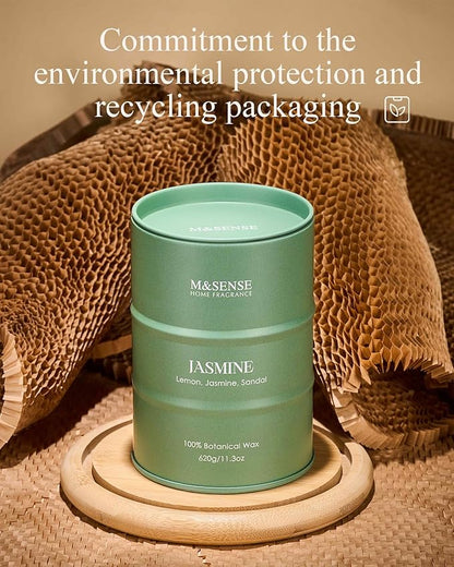 M&SENSE Jasmine Scented Candles Large, Natural Soy Candles 21.2oz 120 Hour Slow Burning,Aromatherapy Candle for Stress Relief Meditation Relaxing