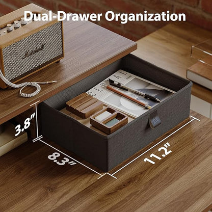 48 x 23 Inches Height Adjustable Electric Standing Desk with 2 Drawers, Stand Up Electric Desk Adjustable Height, Sit Stand Computer Gaming Table with Splice Board, Dark Walnut