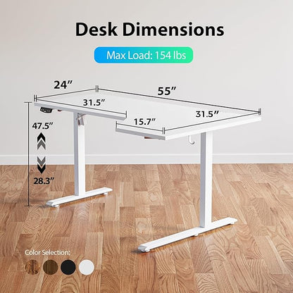 Agilestic Electric Standing Desk, L-Shaped 55 Inches Height Adjustable Desk, Sit and Stand up for Work Office Home, Ergonomic Rising Computer Table for Home Office with Splice Board, White