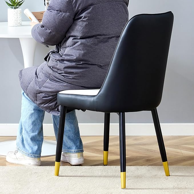 Dining Chairs Set of 2，Modern Dining Chairs, Equipped with PU Leather Backrest Cushions and Metal Legs, Suitable for Restaurants, Kitchens, and Dining Room Chairs