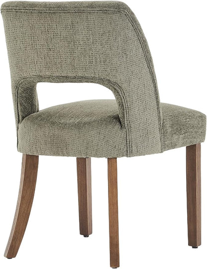 VKNOW Wooden Dining Chairs Set of 4, Modern Fabric Upholstered Dining Room Chair Kitchen Chairs, Farmhouse Dinner Chair for Kitchen Dining Room, Green