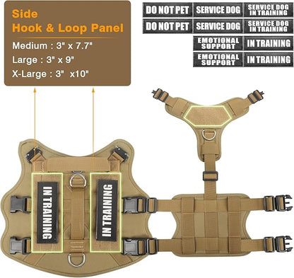 WINSEE Service Dog Vest Harness for Large Dog, Tactical Working MOLLE Vest with 10 Pet Patches, No Pull Heavy Duty Harness for Training Walking