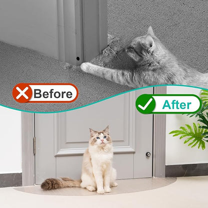 Uross Semi-Circular Carpet Protector for Pets 2PCS, Plastic Cat Carpet Protector for Doorway, Cat Scratch Protector Mat, Cat Ripping Up Carpet Under Door Scratch Stopper
