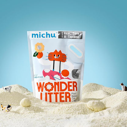 Michu Tofu Cat Litter Natural Clumping Tofu Cat Litter 5.5lb/88oz 5 Scents (Ocean Fresh + Wonder Litter, 2 Pack)