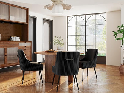 Velvet Dining Chairs Set of 8,Black Upholstered Living Room Chairs with Black Metal Legs, Modern Tufted Accent Chairs for Living Room, Study Room, Kitchen