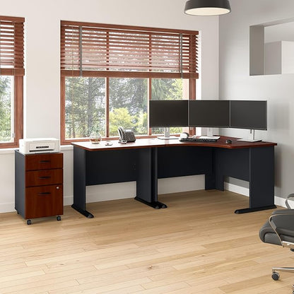 Bush Business Furniture Series A 48W Corner Desk in Hansen Cherry and Galaxy, Small Computer Table for Home or Professional Office