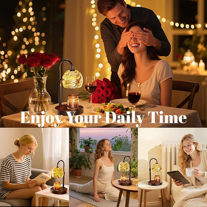 Candle Warmer Lamp with Timer Dimmer, Electric Candle Warmer with Adjustable Height for Home Decor, Christmas Birthday Gifts for Women Men Mom, Wax Melter for All Jar Sizes, 2Bulbs,Black