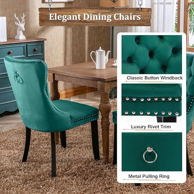 Goujxcy 7-Piece Extendable Dining Table Set for 6, 63-78 Inch Faux Travetine Kitchen Table Set with 6 Green Upholstered Chairs Modern Wood Expandable Dining Room Table Set for Kitchen Apartment