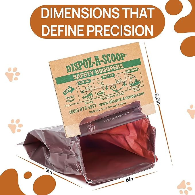 Dispoz-A-Scoop® 250 Pack"Scoop-Seal-Dispose” Dog Pooper Scooper with Bag Attachment, No-Touch Pooper Scoopers Solution, Portable Pooper Scooper for Dogs Large and Small, Dog Poop Scooper for Yard Walk