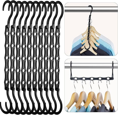 HOUSE DAY Space Saving Hanger 20 Pack Sturdy Black Magic Hangers for Closet Organizers and Storage for Heavy Clothes, Dorm Room Bedroom Home RV Car Camper Organization Essentials
