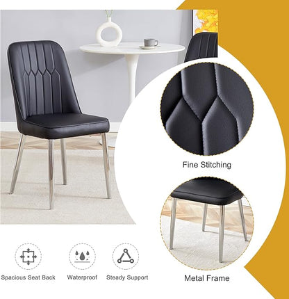 Dining Chairs Set of 2，Modern Dining Chairs, Equipped with PU Leather Backrest Cushions and Metal Legs, Suitable for Restaurants, Kitchens, and Dining Room Chairs