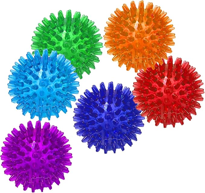 Jalousie Dog Squeaky Toys Value Set Non-Toxic Squeaky Balls Toss Fetch TPR Rubber Puppy Toys Spikey Dog Chew Toy for Small Medium Breed Pet Toys for Puppy (6 Pack Spiky Ball)