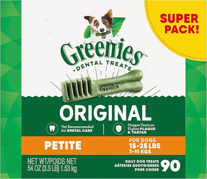 Greenies Original Petite Dental Dog Treats, 54 oz. Pack (90 Treats)