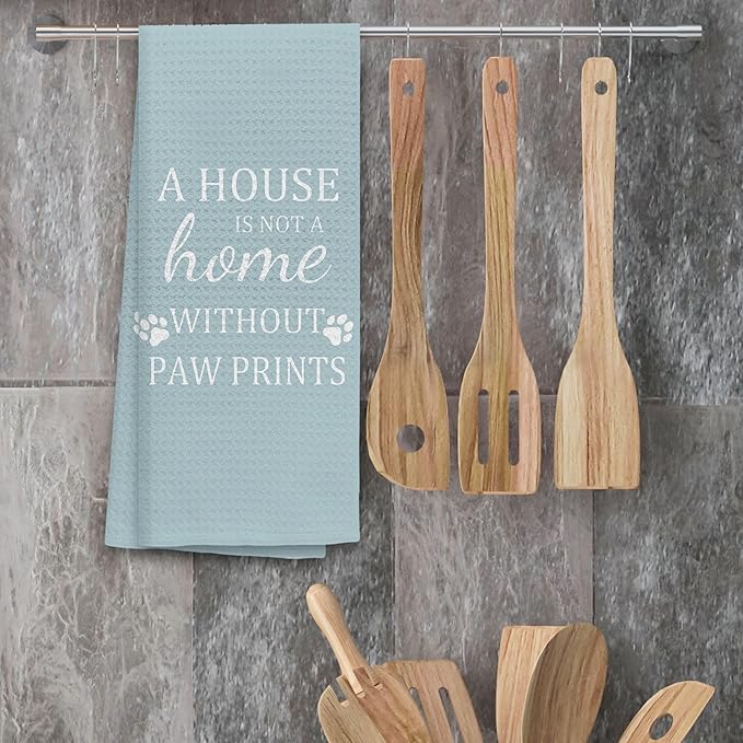 TNUW Dog Kitchen Towels 16″×24″, Dog Decorations for The Home,A House is Not A Home Without Paw Prints Soft and Absorbent Kitchen Tea Towel Dish Towels Hand Towels, Dog Lovers Gifts for Women(Blue 1)