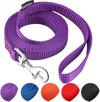 AMAGOOD 6 FT Puppy/Leash, Strong Traditional Style with Easy to Use Collar Hook, Great for Small, Medium and Large Dogs (5/8in x 6 ft, Purple)