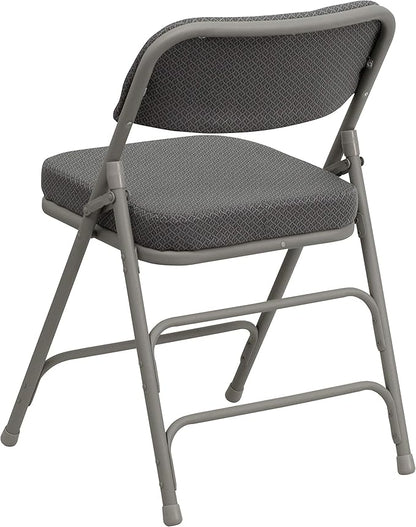 Flash Furniture Hercules Series Metal Folding Chairs with Cushioned Seat, Fabric Upholstered Event Chairs with 300-lb. Static Weight Capacity, Set of 4, Gray