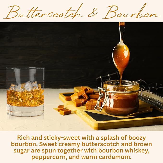 Butterscotch & Bourbon Scented Candle, Many Scents to Choose from, All Natural Non-Toxic Soy Wax, Handmade in The USA (Butterscotch & Bourbon)