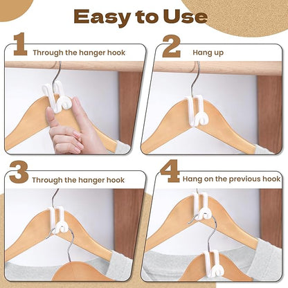 Mlici Cascading Hanger Connector, 60 Pcs Plastic Connector Hooks for Velvet Hanger or Clothes Hangers, Space Saving Hangers Hooks Closet Organizer - White