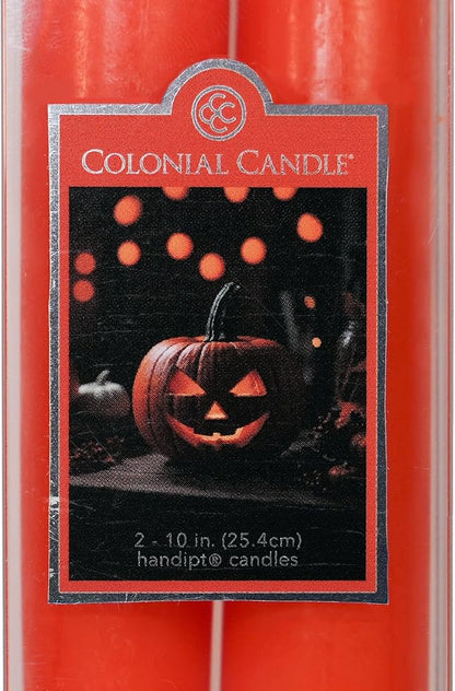 Colonial Candle Unscented Pumpkin Taper Candle, 10 inch, Pack of 2 - Up to 8 Hours Burn
