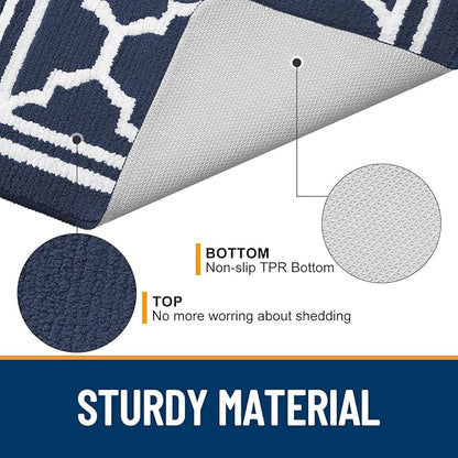 Buganda Indoor Door Mat, Dirt-Resistant and Absorbent Doormat, Anti-Slip, Low Profile Floor Mats for Inside Entryway, Front, and Back Door Entrance (30x17 Inches, Navy Blue)