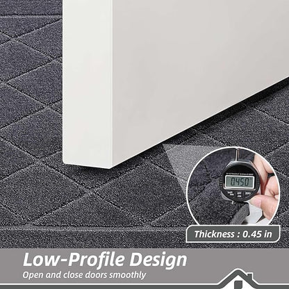 BEQHAUSE Dirt Trapper Door Mat 24" x 36", Doormat Non-Slip Entryway Rugs Washable, Dog Door Mat Stain Resistant and Absorbent Welcome Floor Mat for Front Back Door, Mud Wet Shoes & Paws, Dark Grey