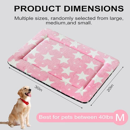 Washable Dog Bed Plush Orthopedic Outdoor Crate Mat with Non-Slip Bottom,Luxe Soft Kennel Pad for Pets, Cozy Cage Cushion & Pet Sleeping Mattress Large Sized,Medium,Small Dogs,30 x 20 inch,Pink