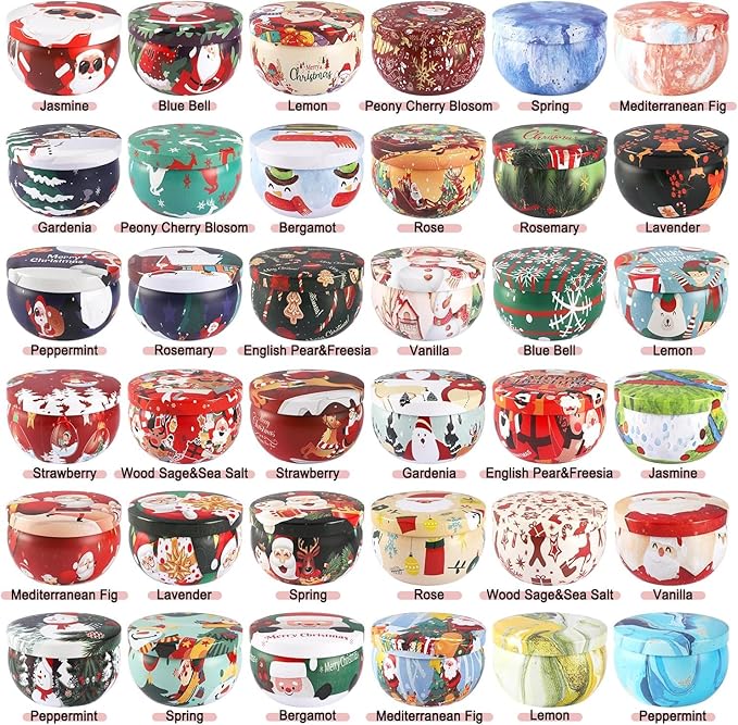 36 Pack Christmas Scented Candles Set for Home, Relaxing Stress Relief, Aromatherapy - Natural Soy Wax and Fragrance - Gifts for Women, Mom, Best Friend, Wife, Birthday