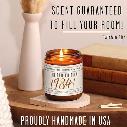 41st Birthday Gifts for Women - 'Limited Edition 1984' Soy Candle, w/Champagne on Ice I 41 Birthday Gifts for Women I 41st Gift for Her Ideas I 9oz Reusable Jar, 50Hr Burn, Made in USA