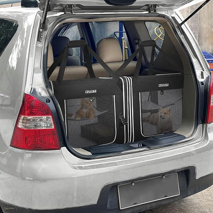 Petskd Portable Double Cat Carrier with Litter Box for Multiple Cats 2in1 Car Travel Carriers 36x17x17in Dual Large Cat Carrier with Safety Locking Zippers for Long Distance Travel