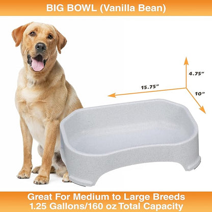 Neater Pet Brands Large Water Bowl for Dogs, Outdoor Dog Water Bowl (1.25 Gallon Extra-Large Capacity), Big Trough Style Food Dish for Indoors or Outside, No Spill Large Dog Bowls, Vanilla Bean