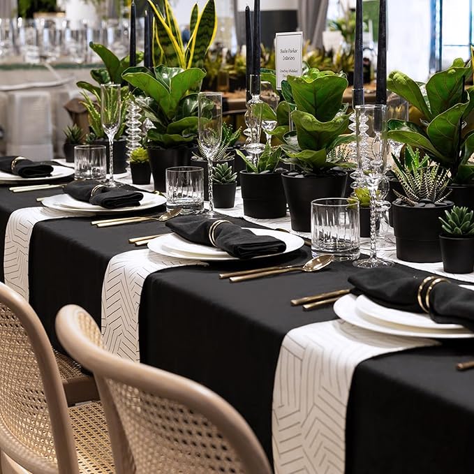 sancua 10 Pack Black Tablecloth 60 x 120 Inch, Rectangle Table Cloth for 8 Feet Tables - Stain and Wrinkle Resistant Washable Polyester Table Cover for Dining Tables, Buffet Parties and Camping