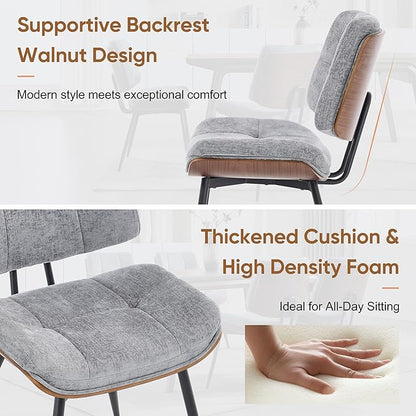 BFZ Dining Chairs Set of 4, Mid Century Modern Kitchen Chairs with Walnut Bentwood Back and Metal Legs, Upholstered Fabric Dining Room Chairs for Kitchen, Living Room
