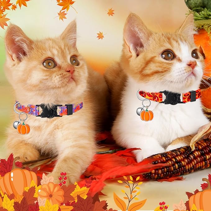 Talltalk 15 Pcs Holiday Cat Collars Thanksgiving Christmas Adjustable Breakaway Cat Collars Bundle with Plastic Buckle for Fall Seasonal Holiday Pet Kitten