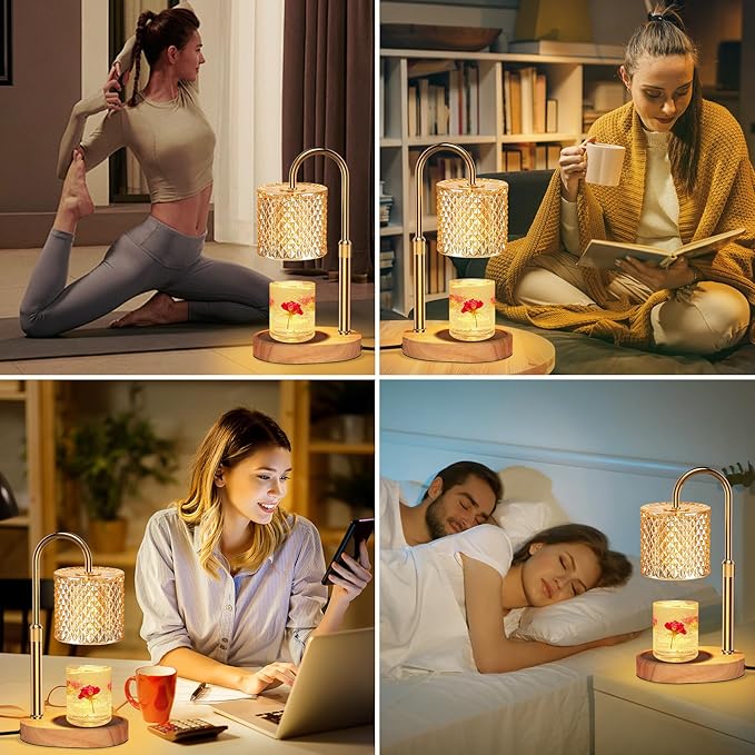 Candle Warmer Lamp with Timer, Candle Lamp with Dimmer, Wax Warmer Height Adjustable for Home Decor, Wax Melt Warmer for Scented Candles