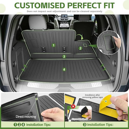 Cargo Liners for 2022-2025 Chevy Chevrolet Tahoe/GMC Yukon Trunk Mat with 3rd Row Seat Back Cover Accessories, All Weather Rear Cargo Mat Backrest Protector(Not for Yukon XL)
