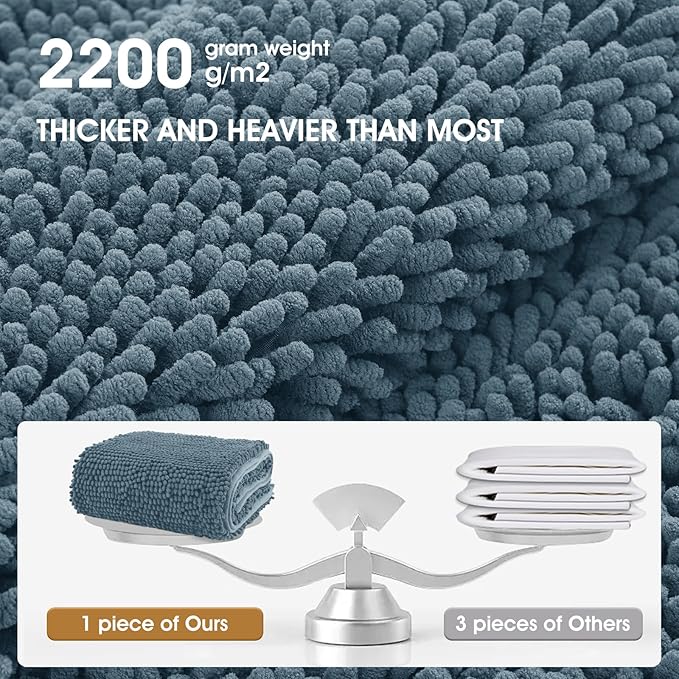 IM HOME Large Dog Door Mats for Muddy Paws, 48" x 30" Chenille Absorbent Mud Mat for Dogs, Non Slip Heavy Dog Rugs for Muddy Paws, Soft Indoor Door Mat for Entryway, Mud Paw, Inside Floor, Dusty Blue