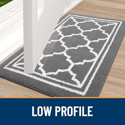 Buganda Indoor Door Mat, Dirt-Resistant and Absorbent Doormat, Anti-Slip, Low Profile Floor Mats for Inside Entryway, Front, and Back Door Entrance (48x32 Inches, Grey)