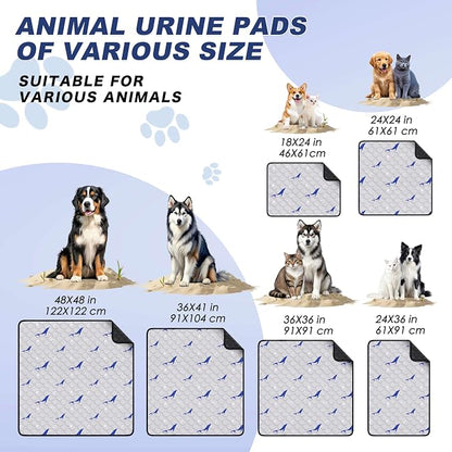 WanpeeGoo Washable Pee Pads for Dogs, 2Pack Reusable Puppy Pads, Super Absorbent & Leakproof Dog Pads, Anti-Slip Dog Pee Pads for Puppy Training & Incontinence, Dolphin Pattern 36"x36"