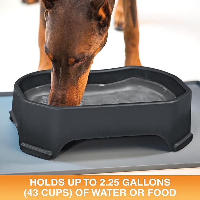 Neater Pet Brands Extra Large Water Bowl for Dogs, Outdoor Dog Water Bowl (2.25 Gallon Extra-Large Capacity), Big Trough Style Food Dish for Indoors or Outside, No Spill Large Dog Bowls, Black
