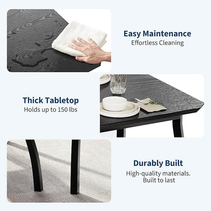 GAOMON Dining Table Set for 4, Metal Frame Kitchen Table Set with 2 Upholstered Bench, 3 Piece Dining Room Table Furniture for Apartment, Studio, Home, Easy Assembly, Black