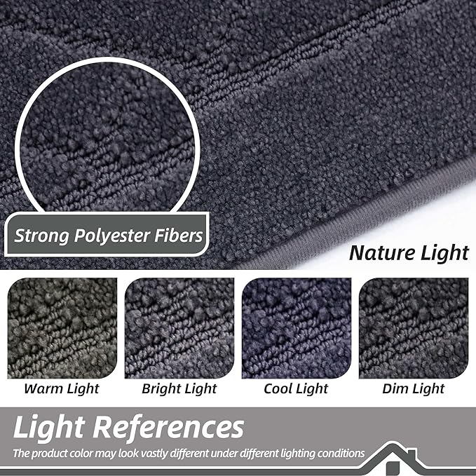 BEQHAUSE Dirt Trapper Door Mat 24" x 36", Doormat Non-Slip Entryway Rugs Washable, Dog Door Mat Stain Resistant and Absorbent Welcome Floor Mat for Front Back Door, Mud Wet Shoes & Paws, Dark Grey