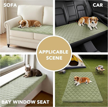 H.VERSAILTEX Chenille Couch Cover for Dogs Washable Soft Fuzzy Chaise Cover Sectional Couch Covers for L Shaped Sofa Both Left/Right Thick Pet Couch Cover Protector Non-Slip(Tender Green, 34" x 68")