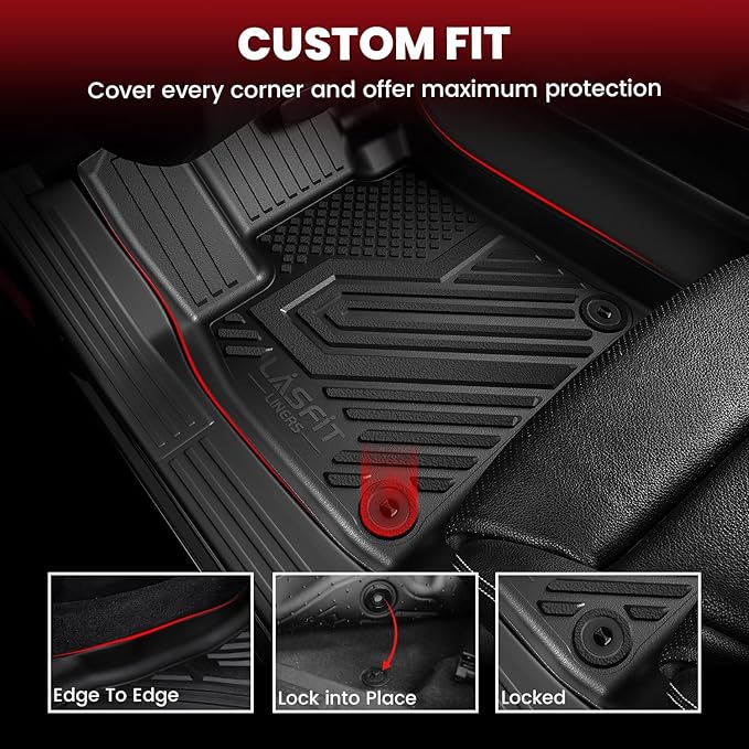 LASFIT Floor Mats for Subaru Forester 2026 2025 (Only Hybrid), All Weather TPE Custom Fit Floor Liners Easy Clean 1st & 2nd Row Mats for Forester Hybrid 2025 2026 Car Accessories, Black