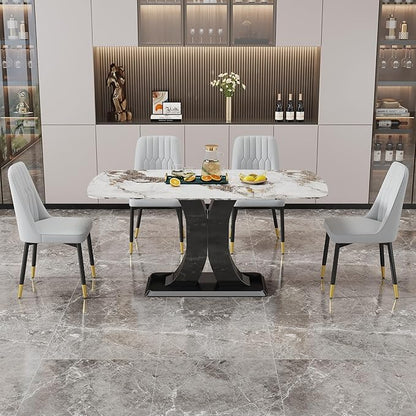 Dining Chairs Set of 2，Modern Dining Chairs, Equipped with PU Leather Backrest Cushions and Black Metal Legs, Suitable for Restaurants, Kitchens, and Dining Room Chairs