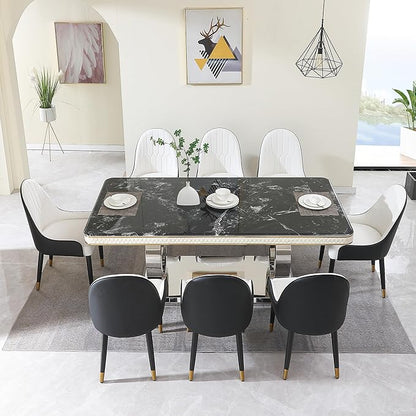 Dining Chairs Set of 2, Modern Faux Leather Dining Metal Legs for Living Kitchen Dining Room