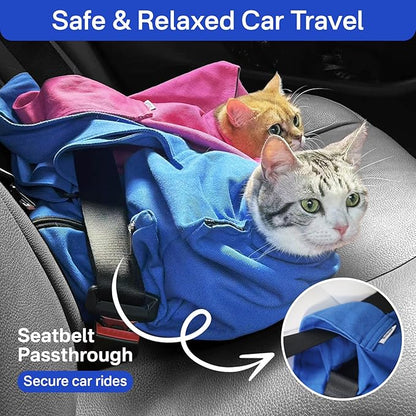 Cat Carrier Pouch, Bonding Care & Stress-Free Calm, Soft Cat Carrier Bag for Adult Cats 10–20 lbs, Restraint Bag for Vet Visits, Grooming & Everyday Care – Lavender