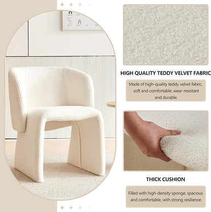 Dining Chair Upholstered Set of 4,Stylish Accent Barrel Side Chairs Cozy Sofa Chairs Teddy Velvet Comfortable Armchairs for Bedroom Reading Room Waiting Room Kitchen Dining Room