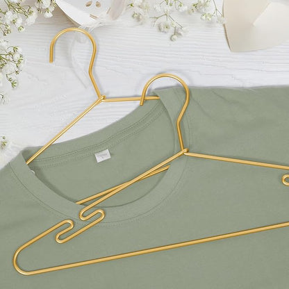 VWV 20 Pack Gold Aluminum Hangers, 16.5 Inch Smooth and Durable Metal Shirt Dress Hanger, Lightweight and Sturdy Metal Hanger, Suit Jacket Dress Hangers