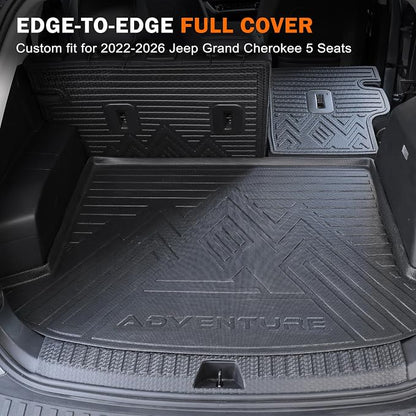 KUST Cargo Trunk Liner for Jeep Grand Cherokee 5 Seats 2022-2026 (Include 4XE, Not for WK & L), Rear Cargo Mat with Back Seat Protector for Grand Cherokee Accessories Cover TPE Rubber Raised Edge