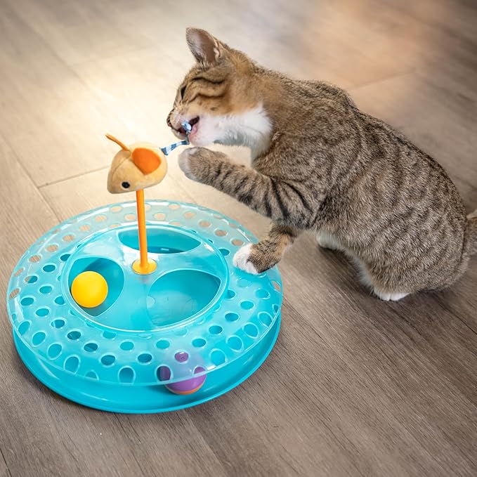 Catstages Cheese Chase Interactive Cat Track Toy with Balls and Catnip Toy, Multicolored